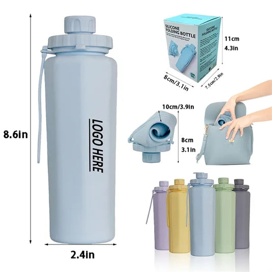 20oz Food - Grade Collapsible Silicone Water Bottle