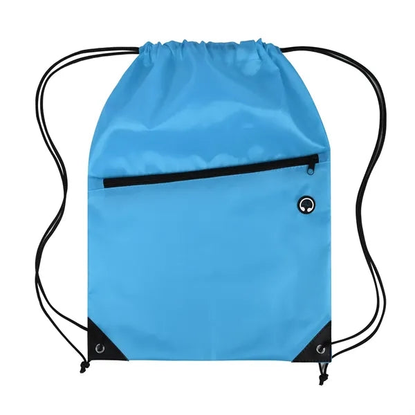 Drawstring Backpack W/ Front Zipper Pocket