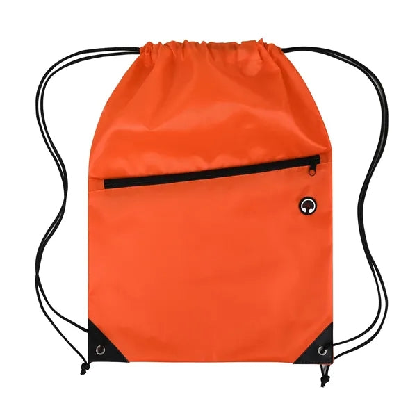 Drawstring Backpack W/ Front Zipper Pocket