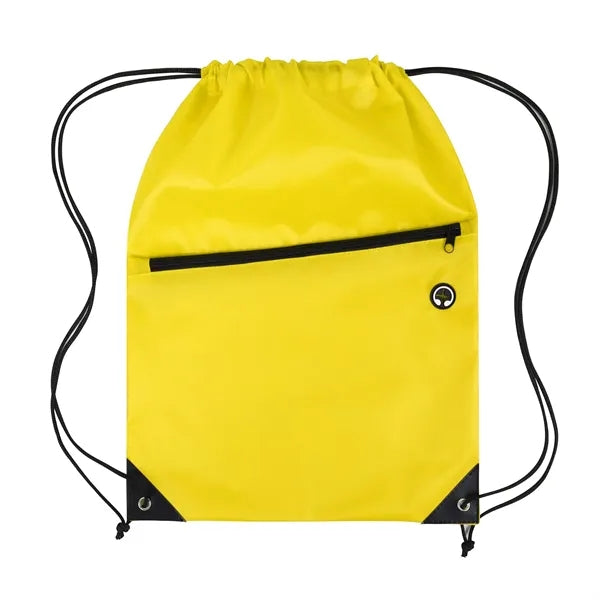 Drawstring Backpack W/ Front Zipper Pocket