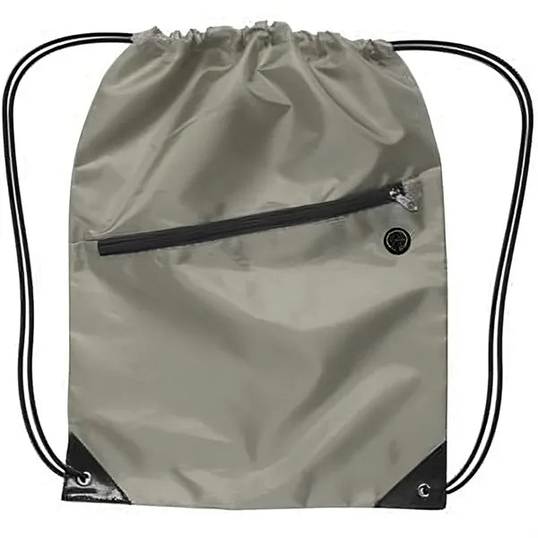 Drawstring Backpack W/ Front Zipper Pocket