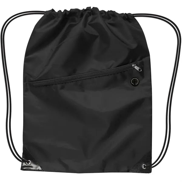 Drawstring Backpack W/ Front Zipper Pocket