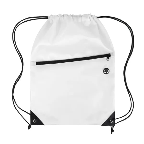 Drawstring Backpack W/ Front Zipper Pocket