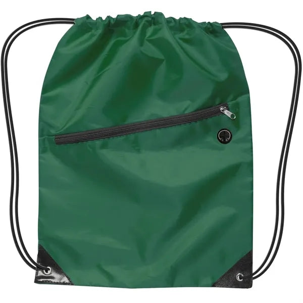Drawstring Backpack W/ Front Zipper Pocket