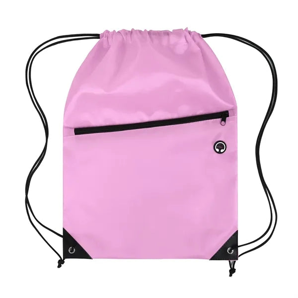 Drawstring Backpack W/ Front Zipper Pocket