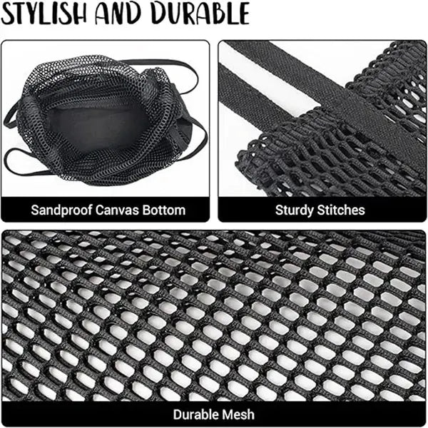 Mesh Bag Canvas Beach Tote Shoulder Handbag Foldable