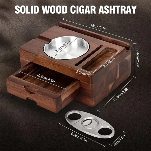 Wooden Cigar Ashtrays with Cutter & Phone Holder