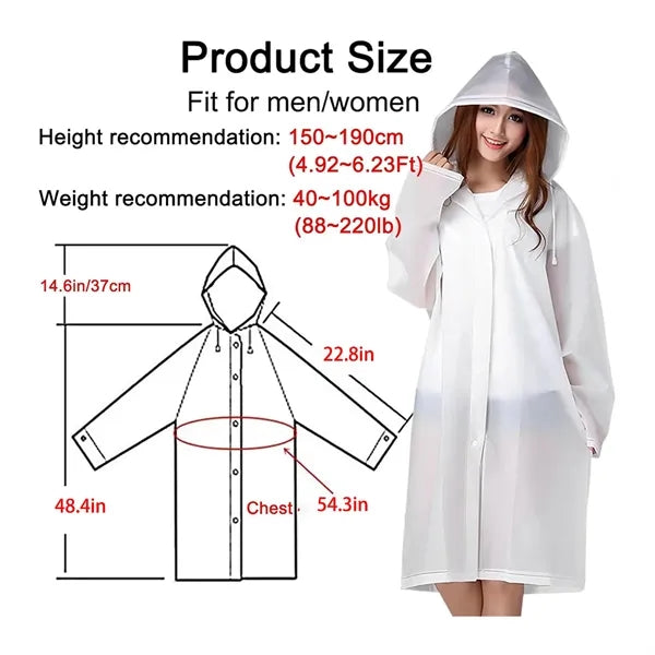 Non-disposable EVA transparent thickened adult long raincoat