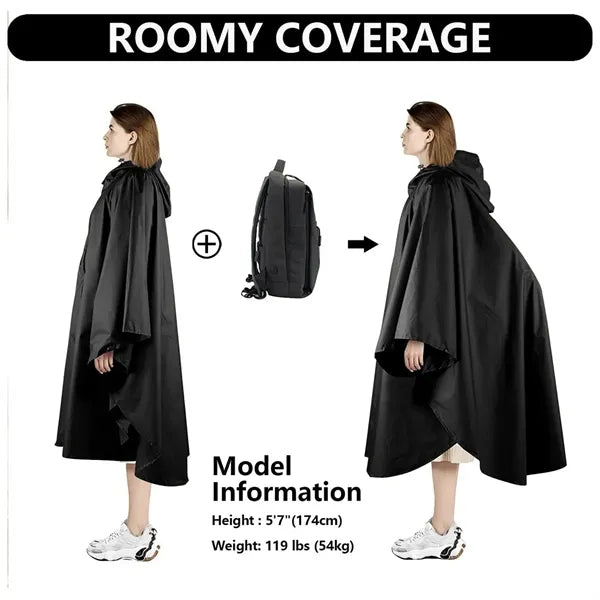 Unisex Rain Poncho Raincoat Hooded for Adults