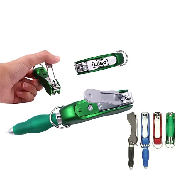 Foldable Ballpoint Pen With Nail Clipper Keychain