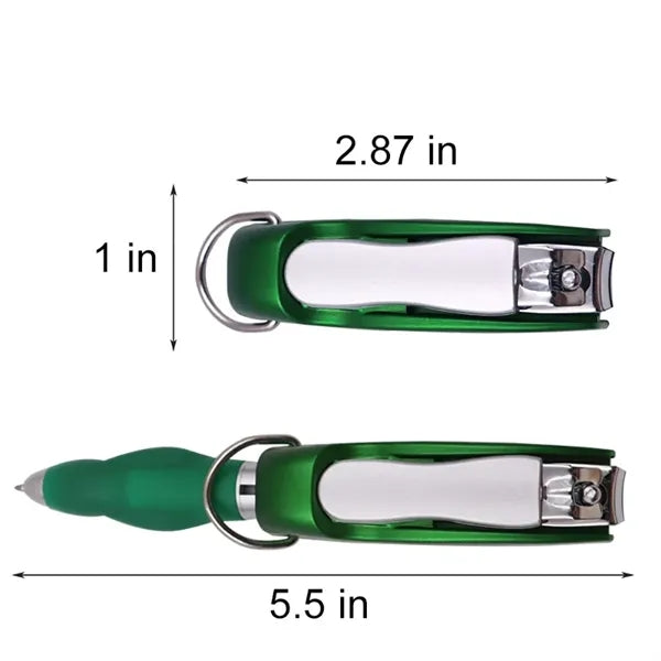 Foldable Ballpoint Pen With Nail Clipper Keychain