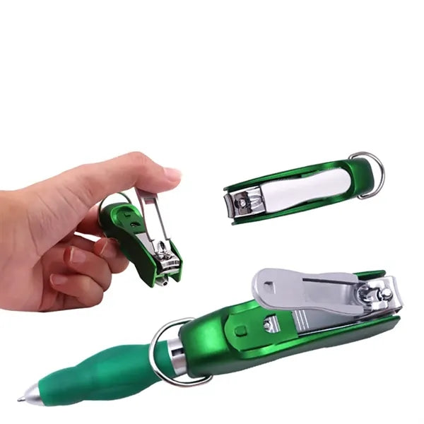Foldable Ballpoint Pen With Nail Clipper Keychain