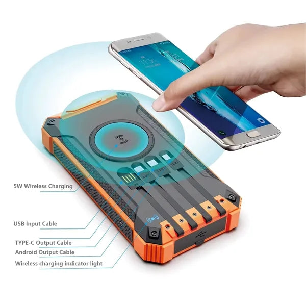 10000mAh Solar Power Bank with Flashlight