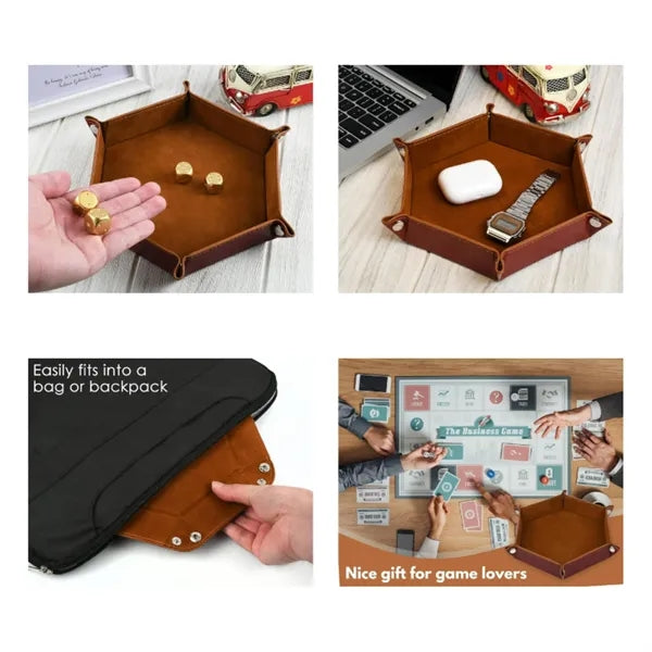 Leather Foldable Dice Rolling Tray
