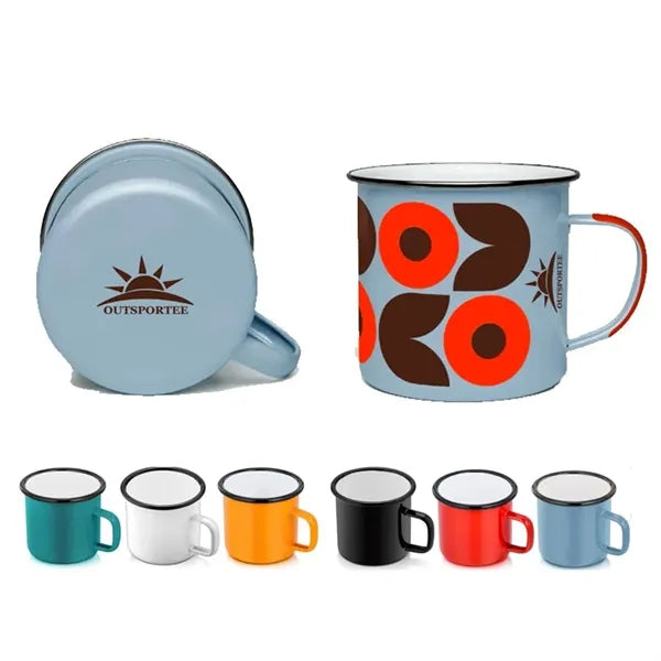 12oz Durable Enamel Coffee Mug Outdoor Camping Drinking Cup