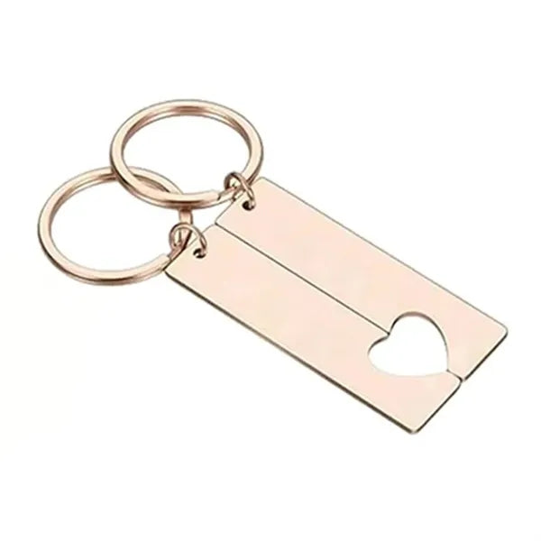 Couples Heart Keychain Set - Matching Pair Key Ring Gift