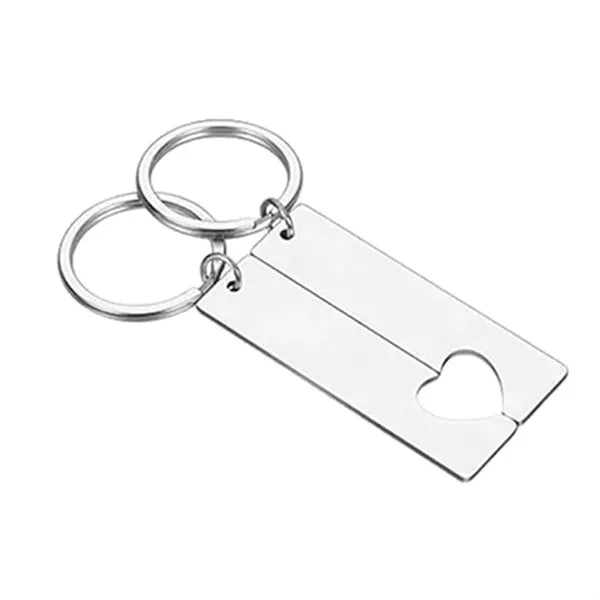 Couples Heart Keychain Set - Matching Pair Key Ring Gift