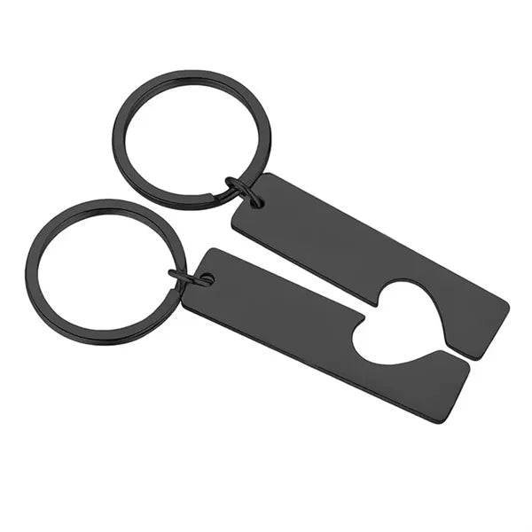 Couples Heart Keychain Set - Matching Pair Key Ring Gift