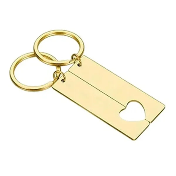 Couples Heart Keychain Set - Matching Pair Key Ring Gift