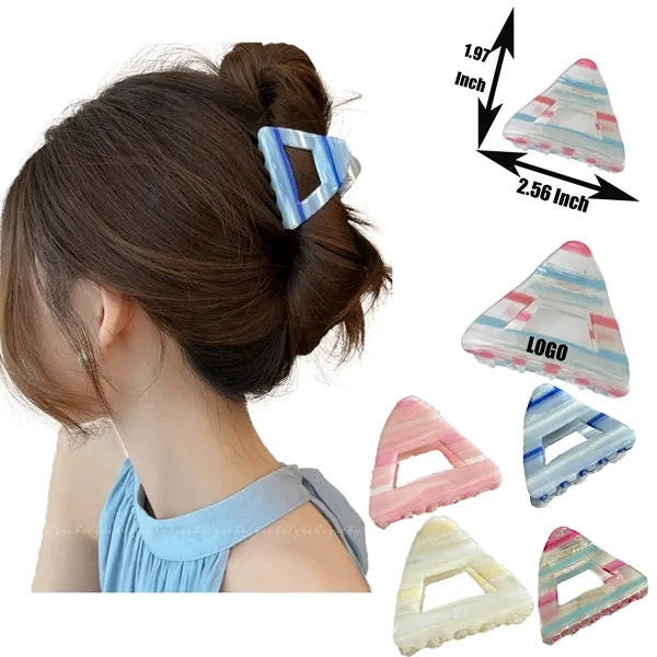 Sweet Ice Cream Striped 2.56inch Triangle Acetate Hair Clip