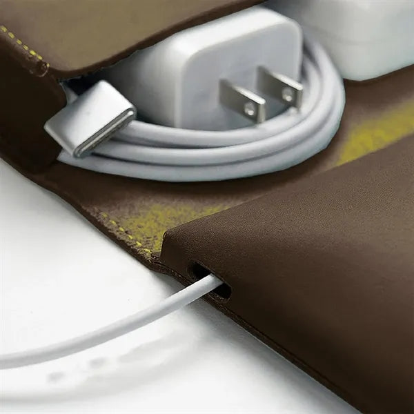 3 Compartments Vintage Leather Cable Pouch