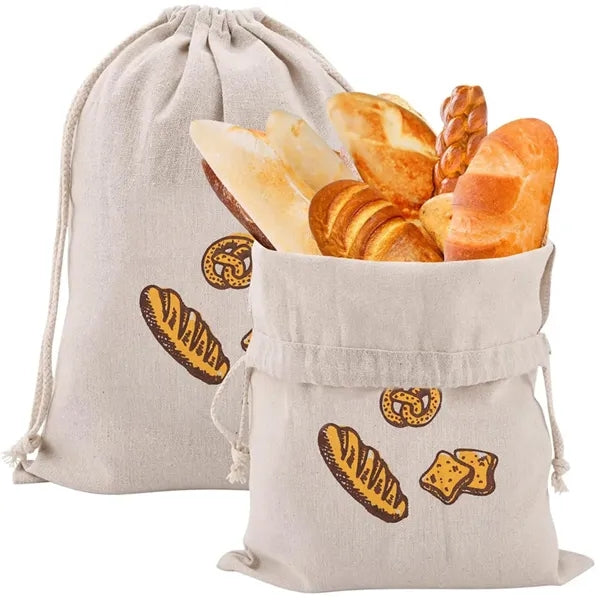 Cotton Bread Bag with Drawstring Closure
