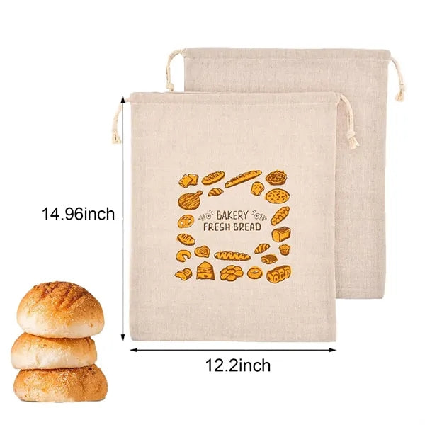 Cotton Bread Bag with Drawstring Closure