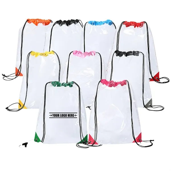PVC bag with transparent drawstring beam opening