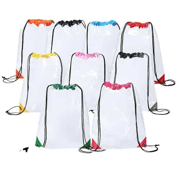 PVC bag with transparent drawstring beam opening