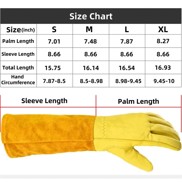 Long-Cuff Cowhide Protective Gloves