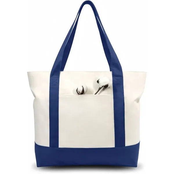 Canvas Tote Bag with Zipper and Side Pocket