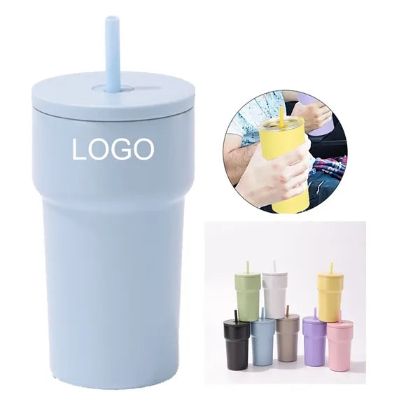 14-Ounce Insulated Coffee Cup With Straw