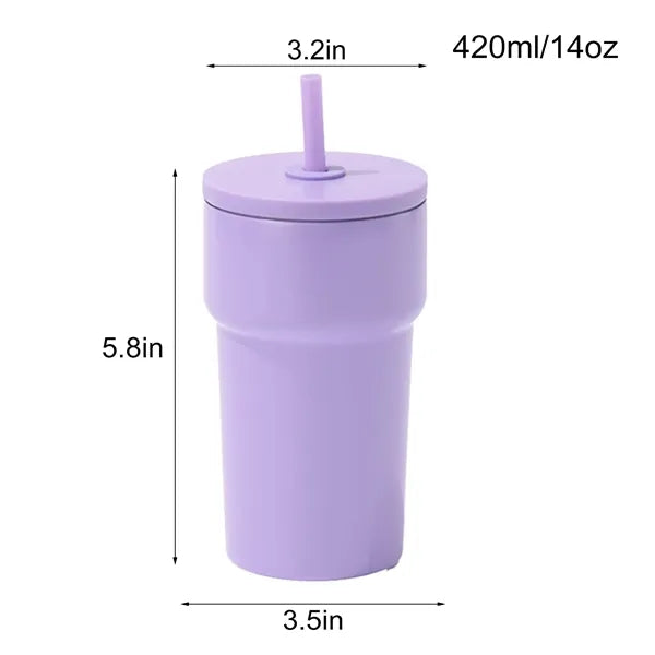 14-Ounce Insulated Coffee Cup With Straw
