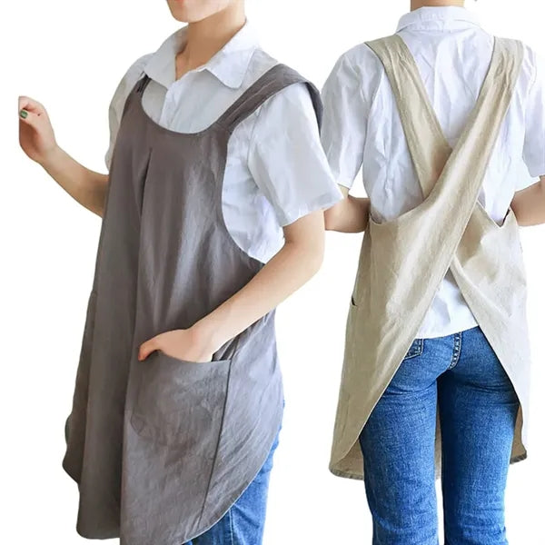 Eco Linen Apron with Pockets - Great for Chefs & Crafters