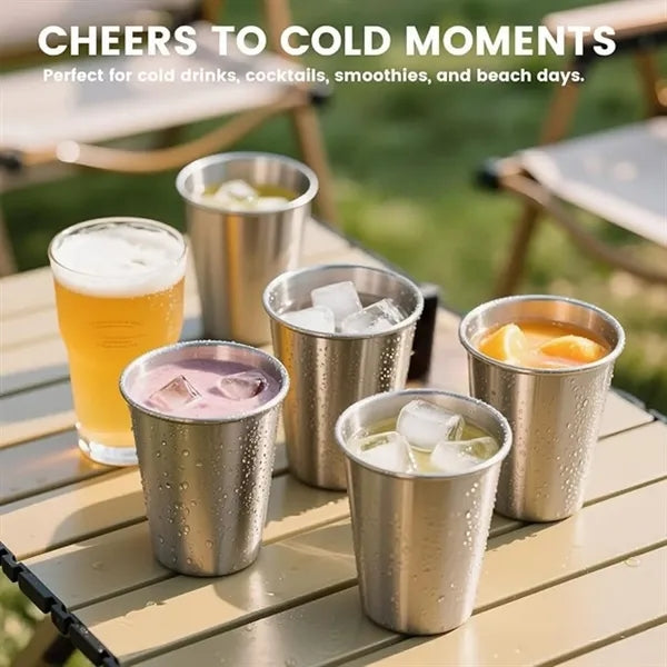 12oz Stainless Steel Cups Stackable Metal Drinking Glasses
