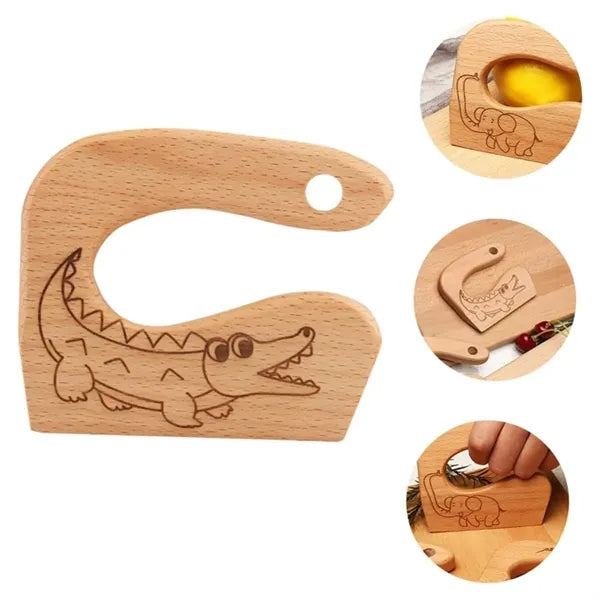 Wooden Children'S Kitchen Seamless Blade Cartoon Toy Knife
