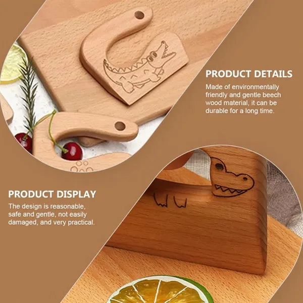 Wooden Children'S Kitchen Seamless Blade Cartoon Toy Knife