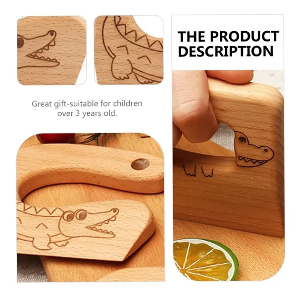 Wooden Children'S Kitchen Seamless Blade Cartoon Toy Knife