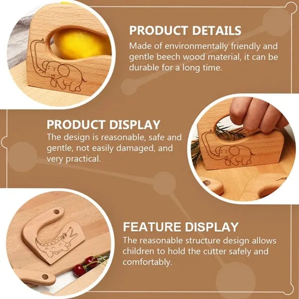 Wooden Children'S Kitchen Seamless Blade Cartoon Toy Knife