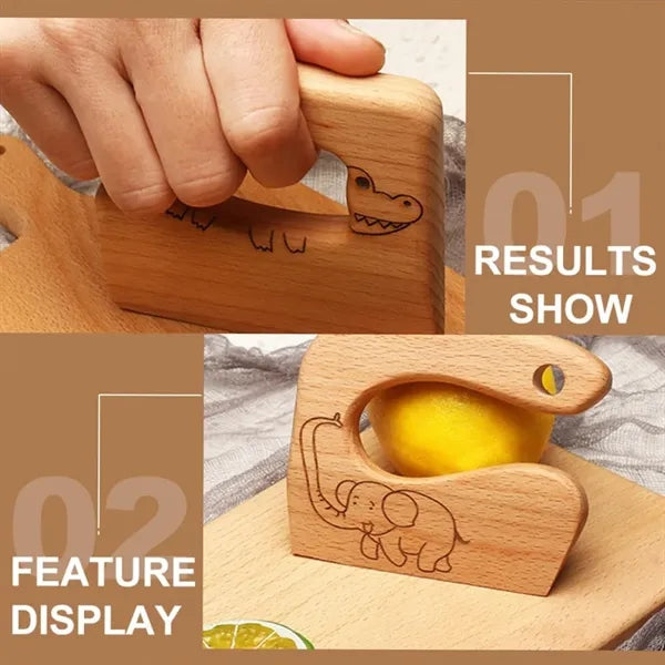 Wooden Children'S Kitchen Seamless Blade Cartoon Toy Knife