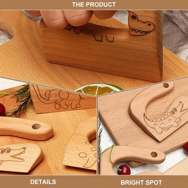 Wooden Children'S Kitchen Seamless Blade Cartoon Toy Knife