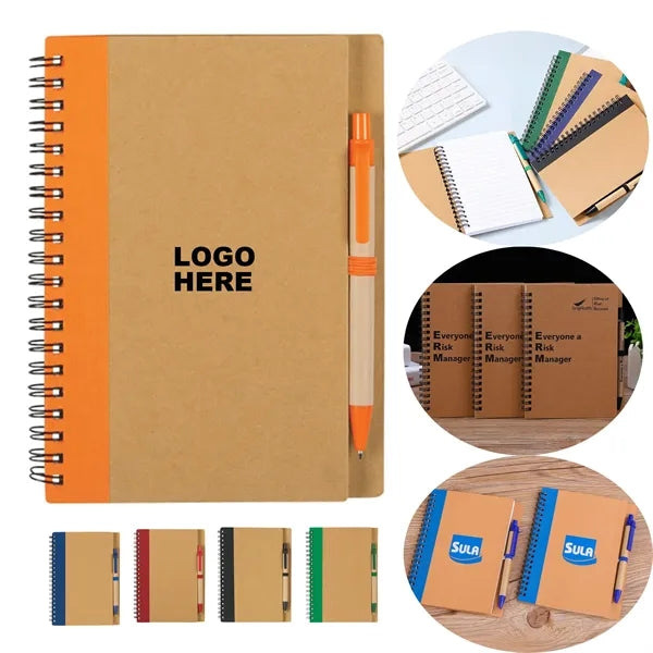 Office Writing Pad Eco-Friendly Spiral Notebook and Pen Set