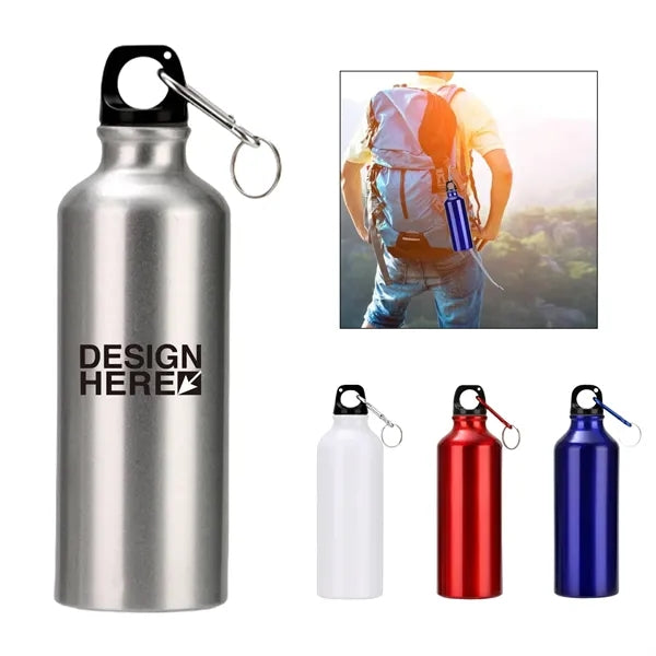 17 Oz. Aluminum Travel Bottle With Carabiner Leak Proof