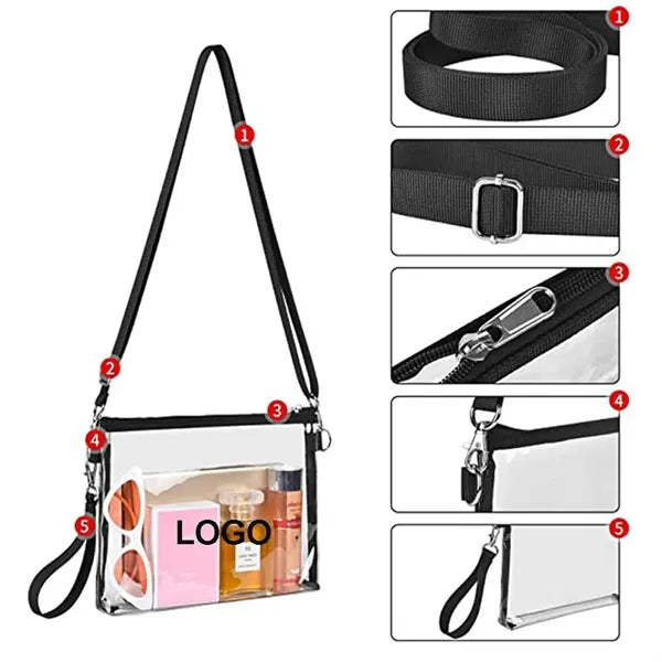 PVC Clear Crossbody Bag For Sports Events Festivals Concerts