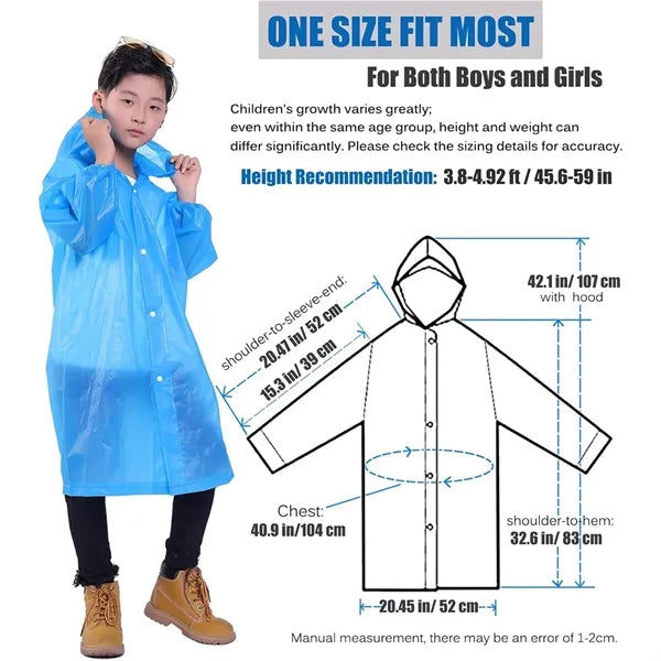 Non-disposable EVA Rain Poncho Raincoats for Kids