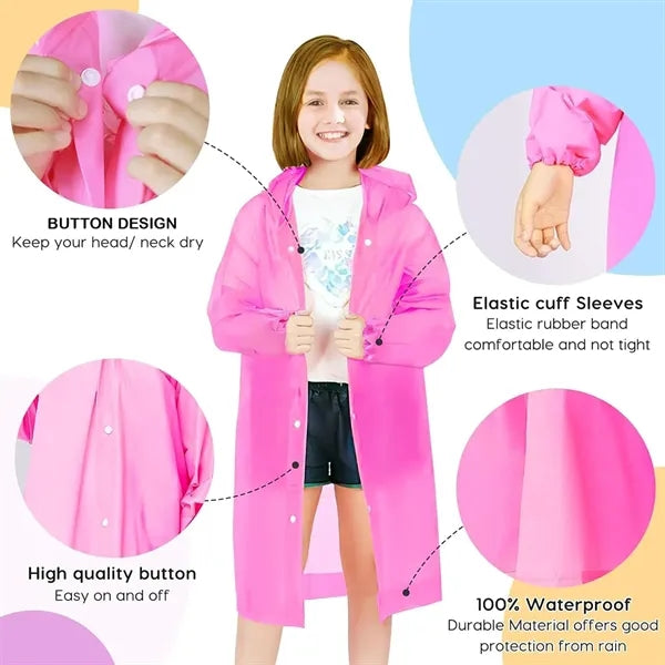 Non-disposable EVA Rain Poncho Raincoats for Kids