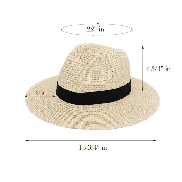 Paper Straw Sun Hat with Wide Brim and Logo Band
