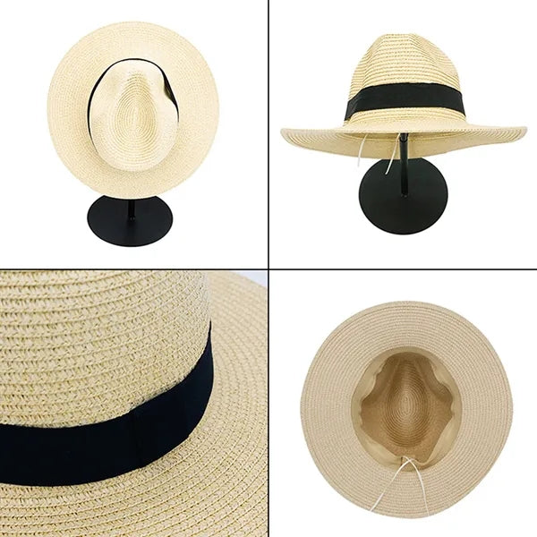 Paper Straw Sun Hat with Wide Brim and Logo Band