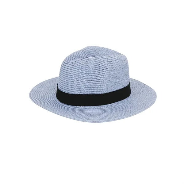Paper Straw Sun Hat with Wide Brim and Logo Band