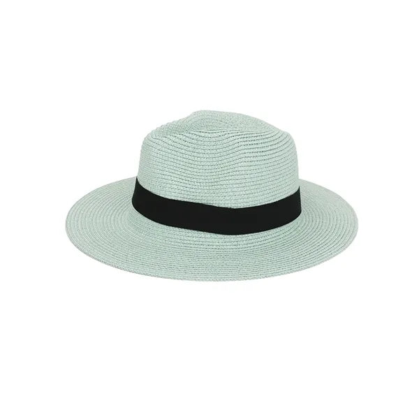 Paper Straw Sun Hat with Wide Brim and Logo Band